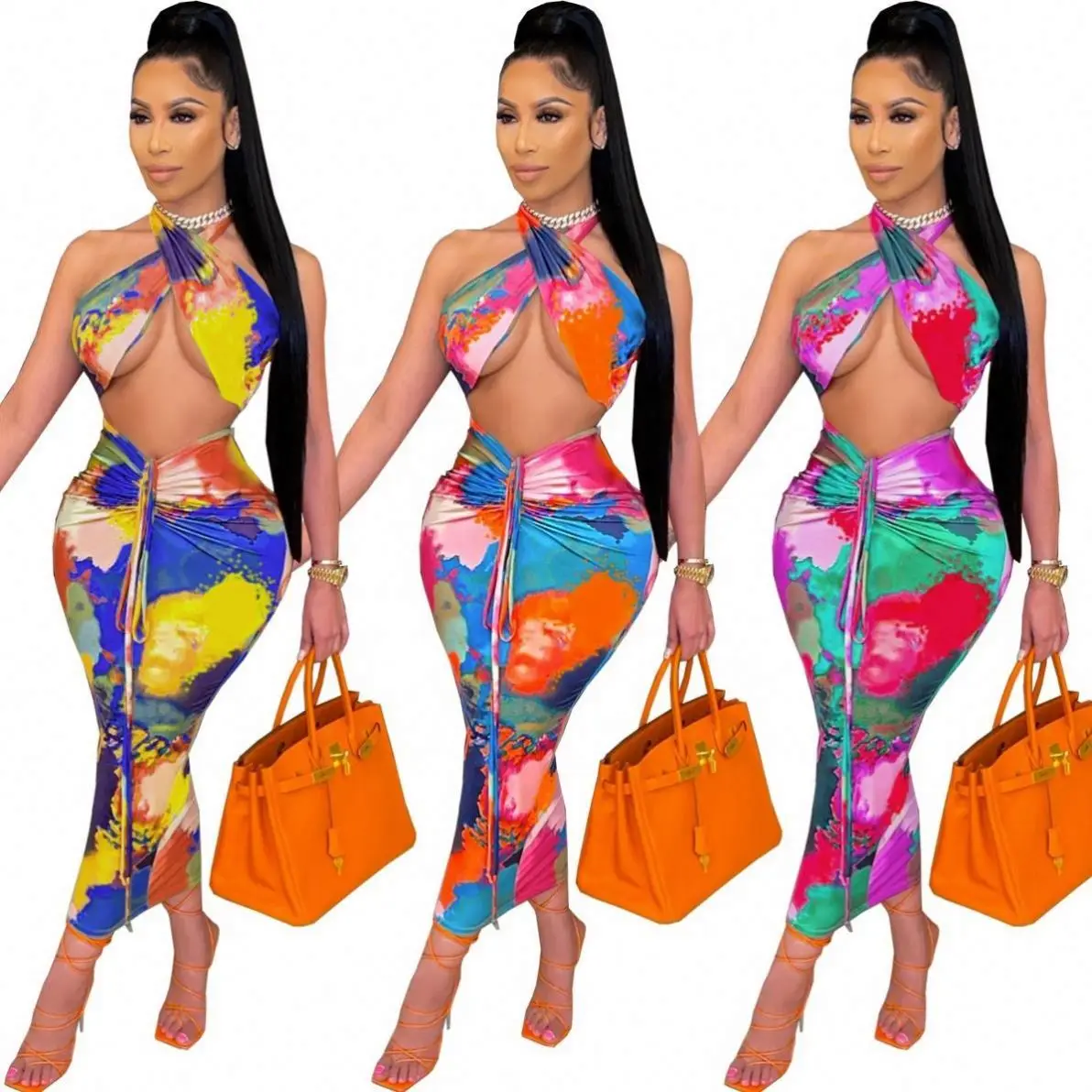 Summer sexy fashion female women dresses 2021 tie dye two pieces set skirts women long bodycon skirt set
Summer sexy fashion female women dresses 2021 tie dye two pieces set skirts women long bodycon skirt set