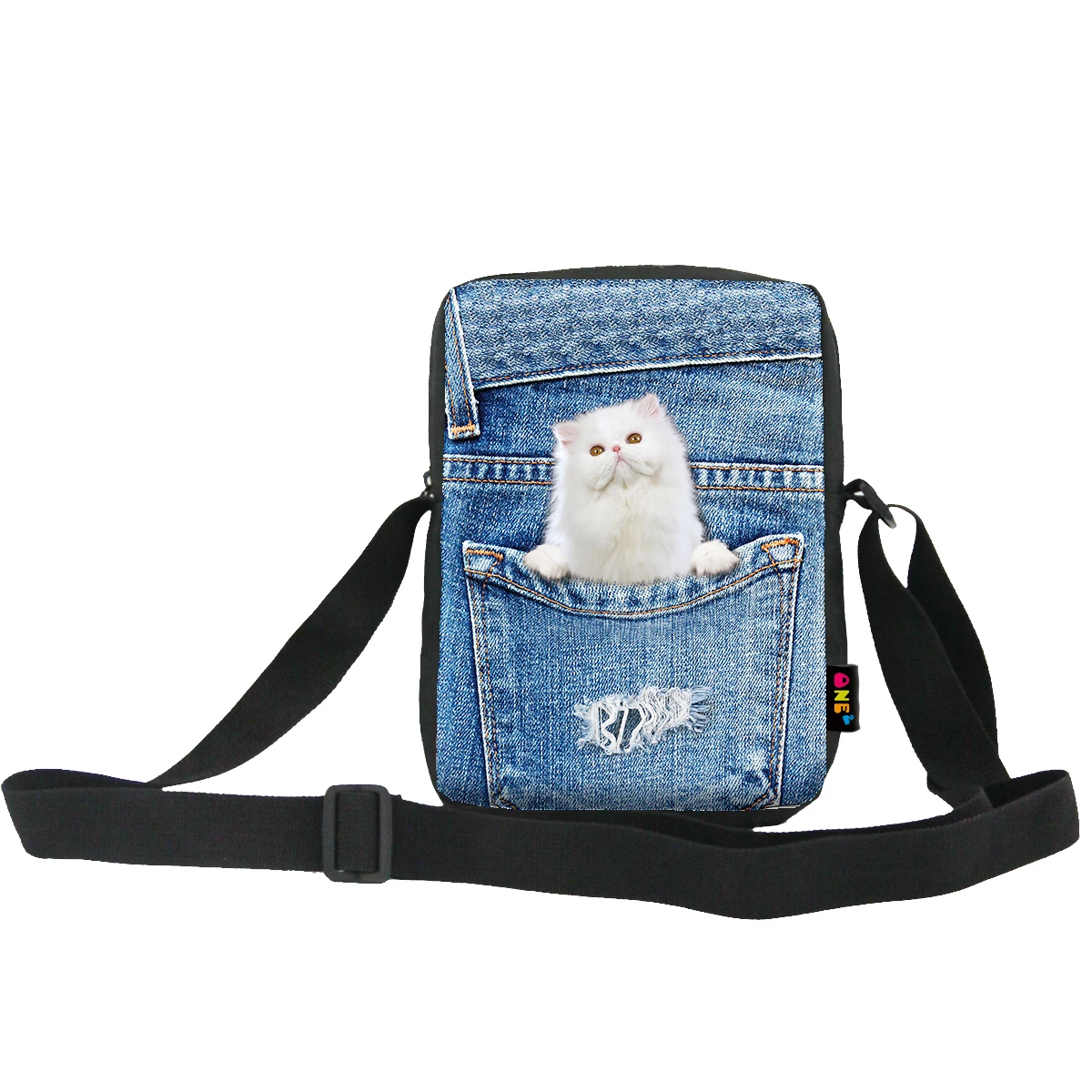 Lovely cat on jeans pocket design printing custom manufactures shoulder bag large capacity bag straps shoulder adjustable, Customized
Lovely cat on jeans pocket design printing custom manufactures shoulder bag large capacity bag straps shoulder adjustable, Customized