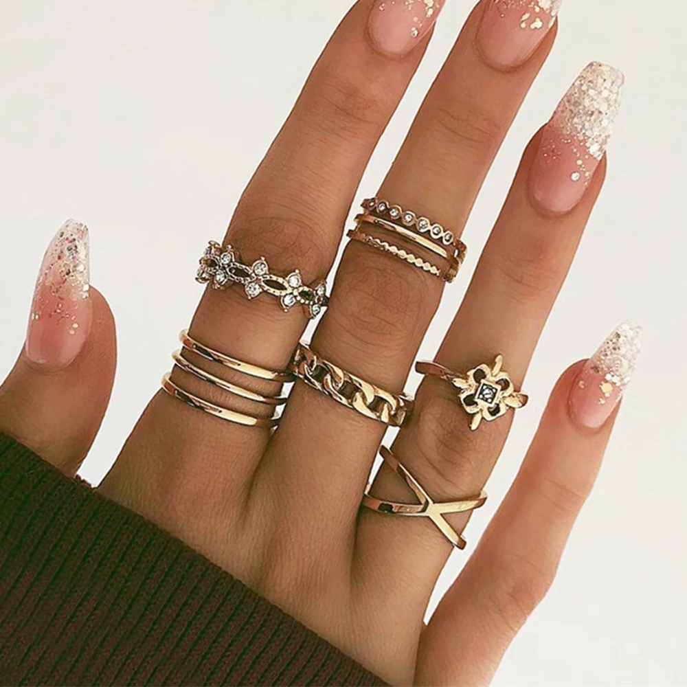 Vintage Gold Cross Ring Set For Women Elegant Twist Finger Rings Fashion Crystal Shiny Female Jewelry Gift Wholesale
Vintage Gold Cross Ring Set For Women Elegant Twist Finger Rings Fashion Crystal Shiny Female Jewelry Gift Wholesale