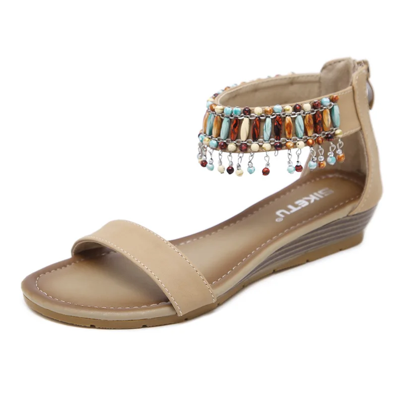 Factory Sale Outdoor Sandals Women 2021 Ankle Wrap Anti-slip Plus Size Zipper Hanging Beads Retro Rome Ladies Wedge Sandals
Factory Sale Outdoor Sandals Women 2021 Ankle Wrap Anti-slip Plus Size Zipper Hanging Beads Retro Rome Ladies Wedge Sandals