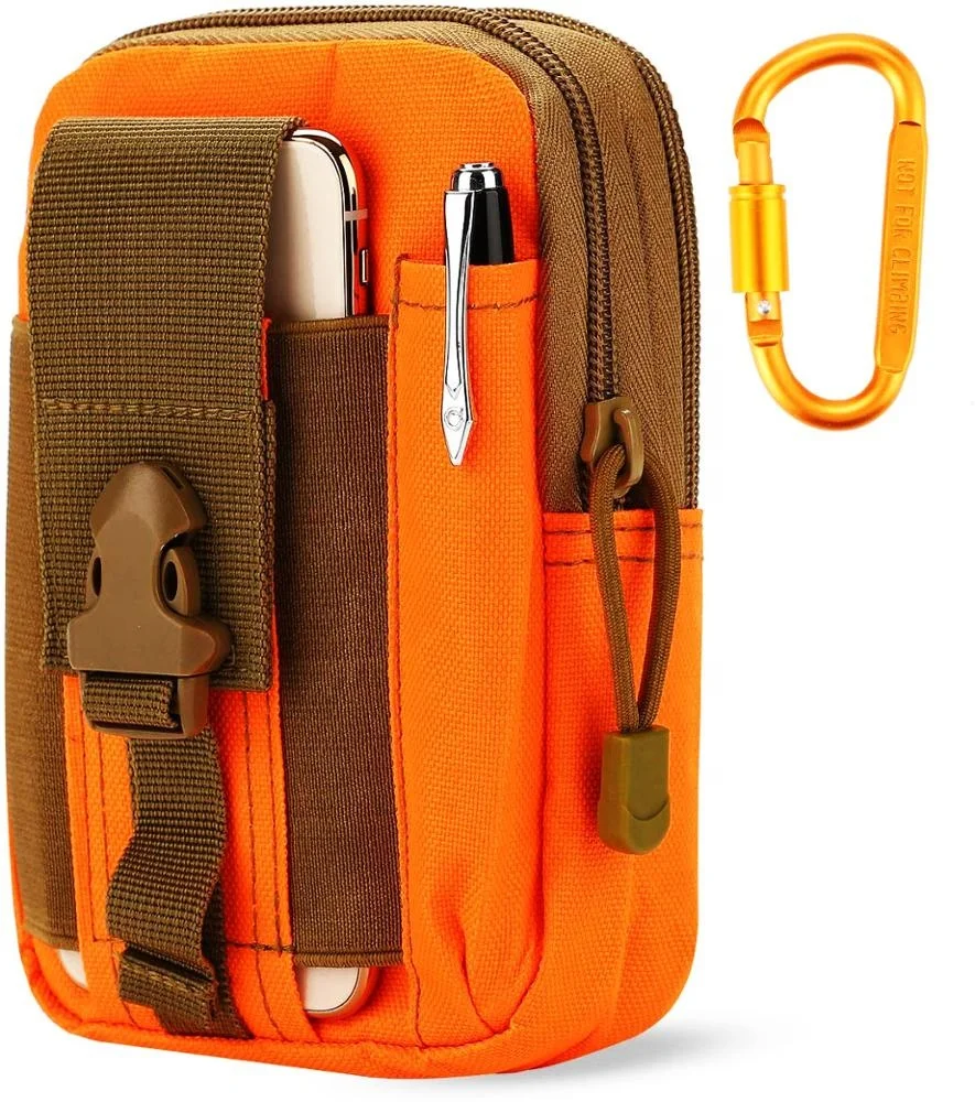 

Tactical Molle Pouch EDC Utility Gadget Outdoor Men Waist Bag with Phone Belt Clip Holder Holster, Orange tactical survival pouch bag