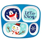 Snowman print BPA free melamine plate 4 sections dishes for children