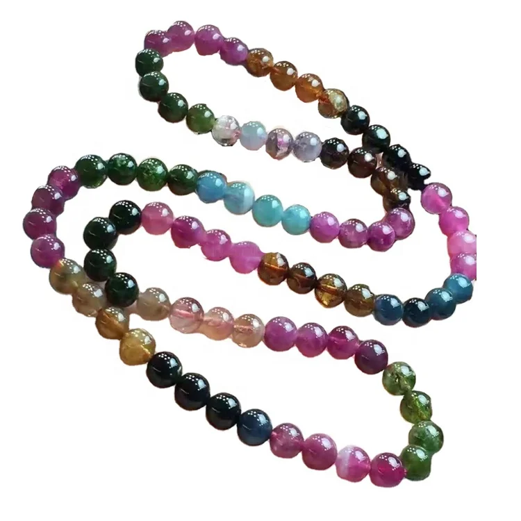 Natural colorful Tourmaline round Beads Bracelet Rubellite make wholesale
