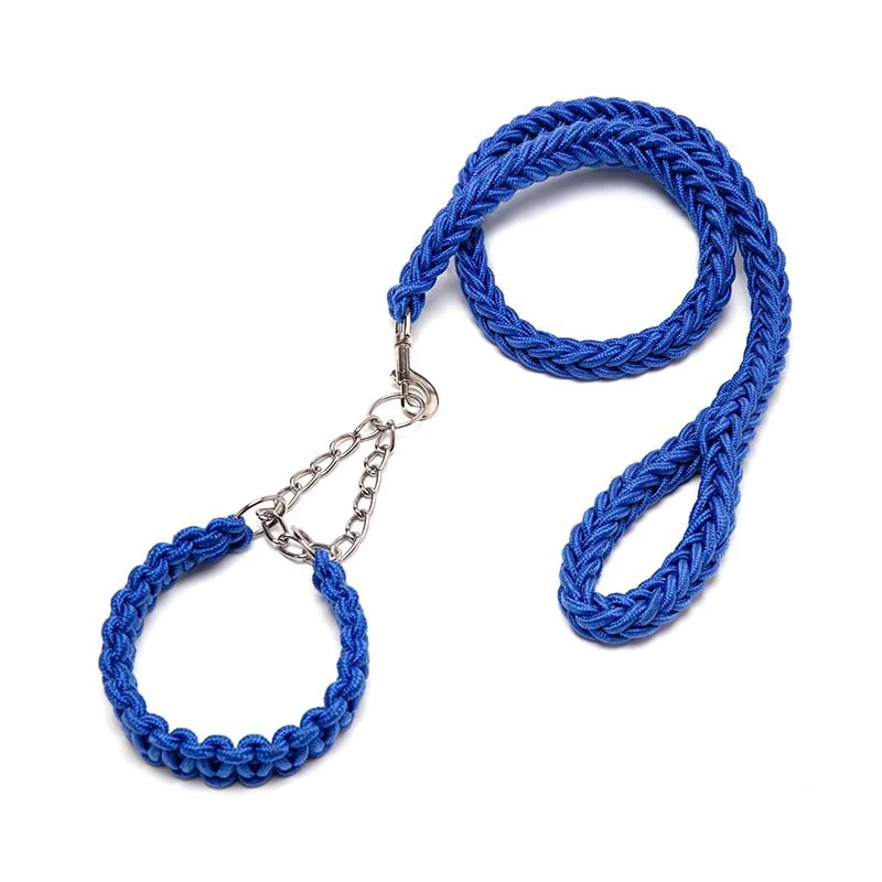 

Braided Rope Strong Dog Leash Hot Sale Heavy Duty Nylon Lace Quick Release Solid Nylon Braided Dog Collar and Lead Set 50 Pcs