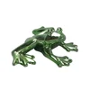 HengYuan Ceramic Frog Figurine In Polished Chrome Finish Green