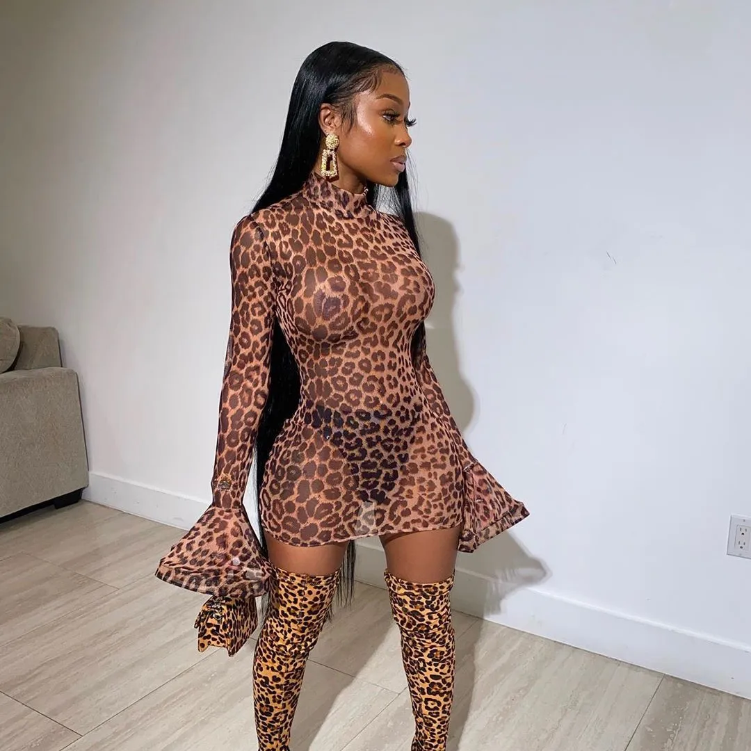 2021 Fall Ladies Sexy Casual Leopard Set Printed Long Flare Sleeve Mini Dress Women Clothes Hot Night Club Wear Girl Dresses, Brown
2021 Fall Ladies Sexy Casual Leopard Set Printed Long Flare Sleeve Mini Dress Women Clothes Hot Night Club Wear Girl Dresses, Brown