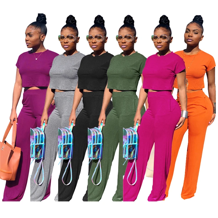 2020 New Style Solid Color Crop Top and Wide Leg Pants Two Piece Set Women Clothing, 9 colors shown in the pictures
2020 New Style Solid Color Crop Top and Wide Leg Pants Two Piece Set Women Clothing, 9 colors shown in the pictures