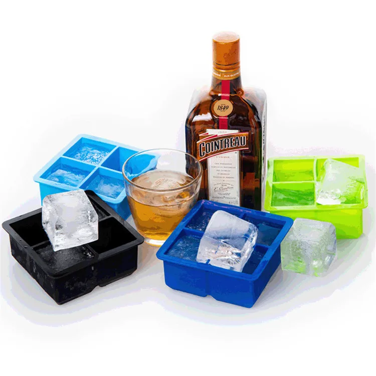 High Quality Food Grade King Cube Ice Tray without Lid, 4 Cavies Premium Silicone Mold for 2" Large Square Ice Cube, Black
High Quality Food Grade King Cube Ice Tray without Lid, 4 Cavies Premium Silicone Mold for 2" Large Square Ice Cube, Black