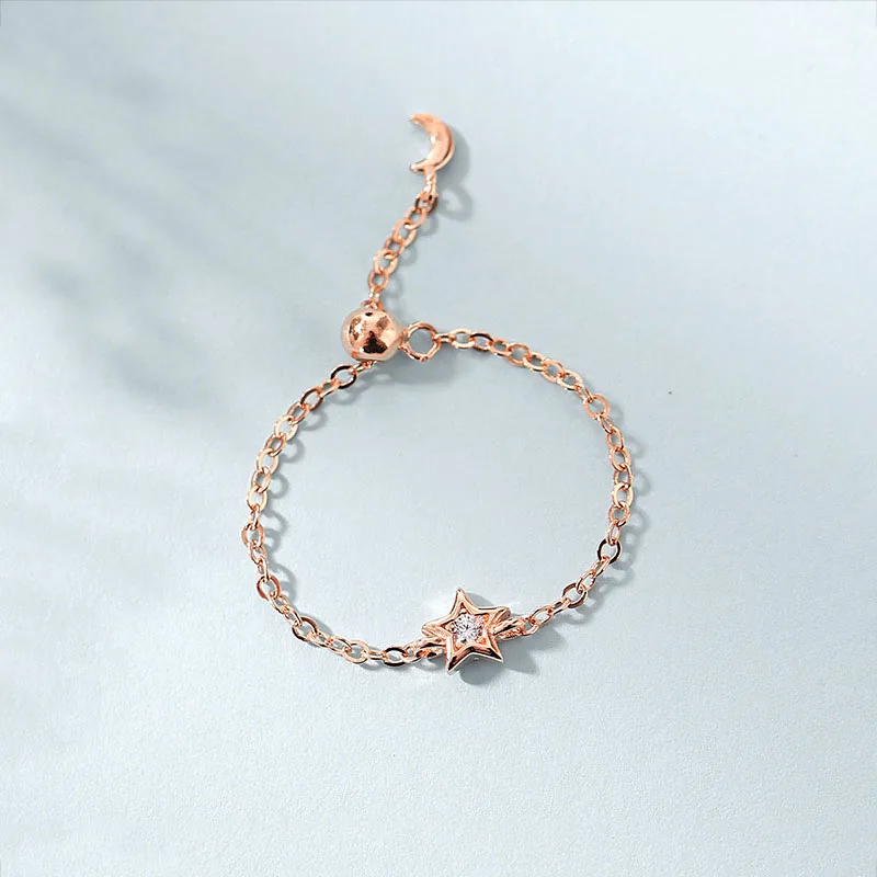 jewellery high polish 925 sterling silver star moon zircon crystal chain adjustable open ring party female rings
jewellery high polish 925 sterling silver star moon zircon crystal chain adjustable open ring party female rings