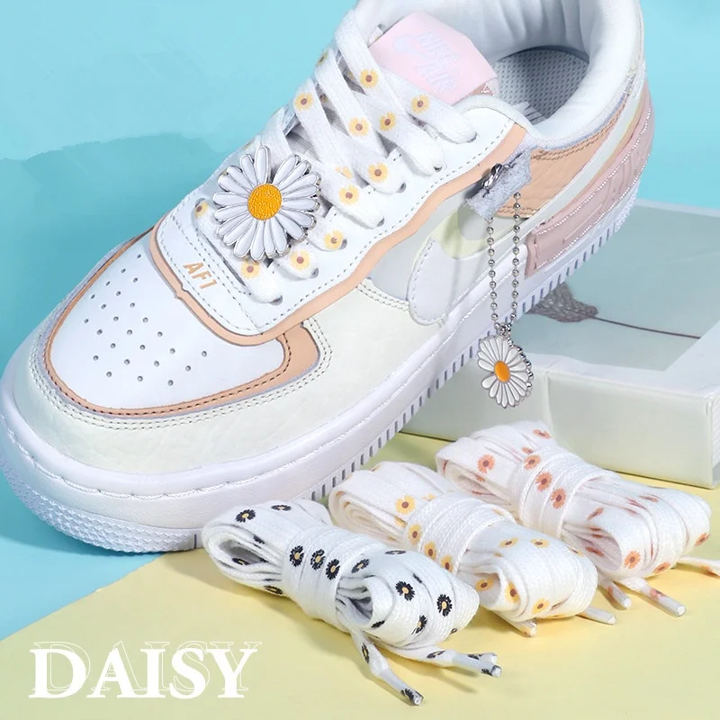 

Fashion Unisex Flat Shoe laces Little Daisies Shoelaces Cartoon Printing High-top Canvas Sneakers Shoelace AF1 Sports Shoelaces, 4 colors