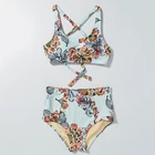 Factory Wholesale Floral High Cutting Bottom Thong Strapless Bikini Swimwear