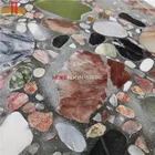 China Factory Custom Polished Artificial Stone Black Marble Large Chips White Precast Terrazzo