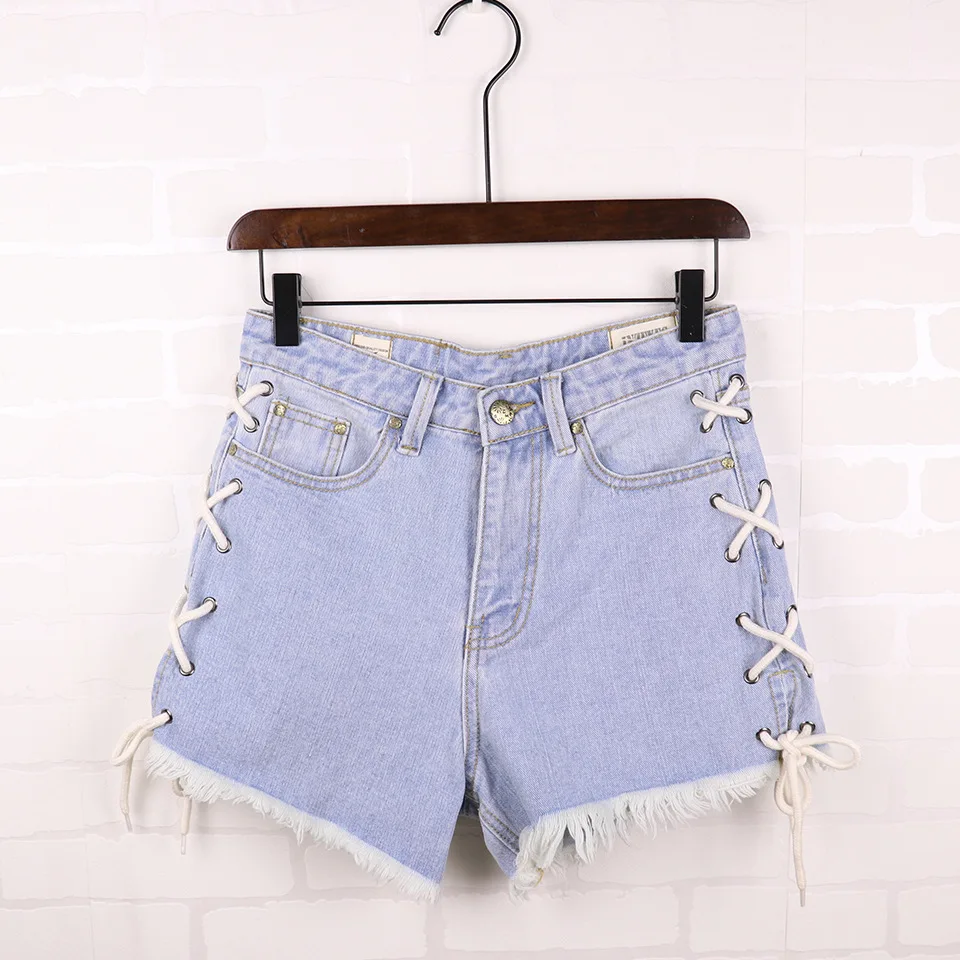 Summer hotpant ladies trendy washed sipper fly bandage jeans with tassel light blue denim short jeans pants for woman
Summer hotpant ladies trendy washed sipper fly bandage jeans with tassel light blue denim short jeans pants for woman