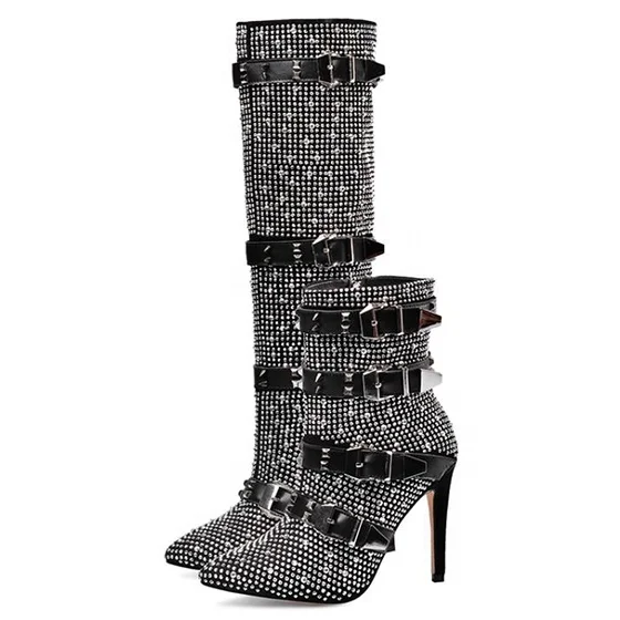 Autumn new stiletto high heels belt buckle fashion women's boots European and American style sexy high boots size 43, Black
Autumn new stiletto high heels belt buckle fashion women's boots European and American style sexy high boots size 43, Black