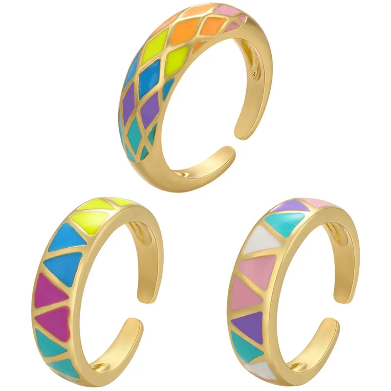 3 Designs Wide Chunky Enamel Ring Rhombus Triangle Geometric Adjustable Rings for Women Colorful Boho Cute Minimalist Jewelry, Gold
3 Designs Wide Chunky Enamel Ring Rhombus Triangle Geometric Adjustable Rings for Women Colorful Boho Cute Minimalist Jewelry, Gold