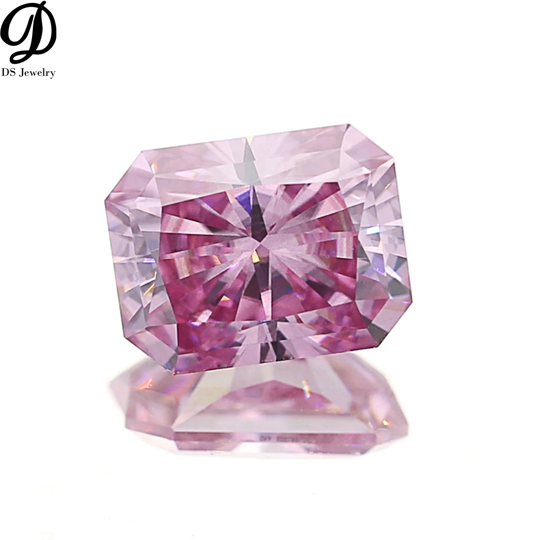 Wholesale moissanite loose radiant cut pink moissanite
