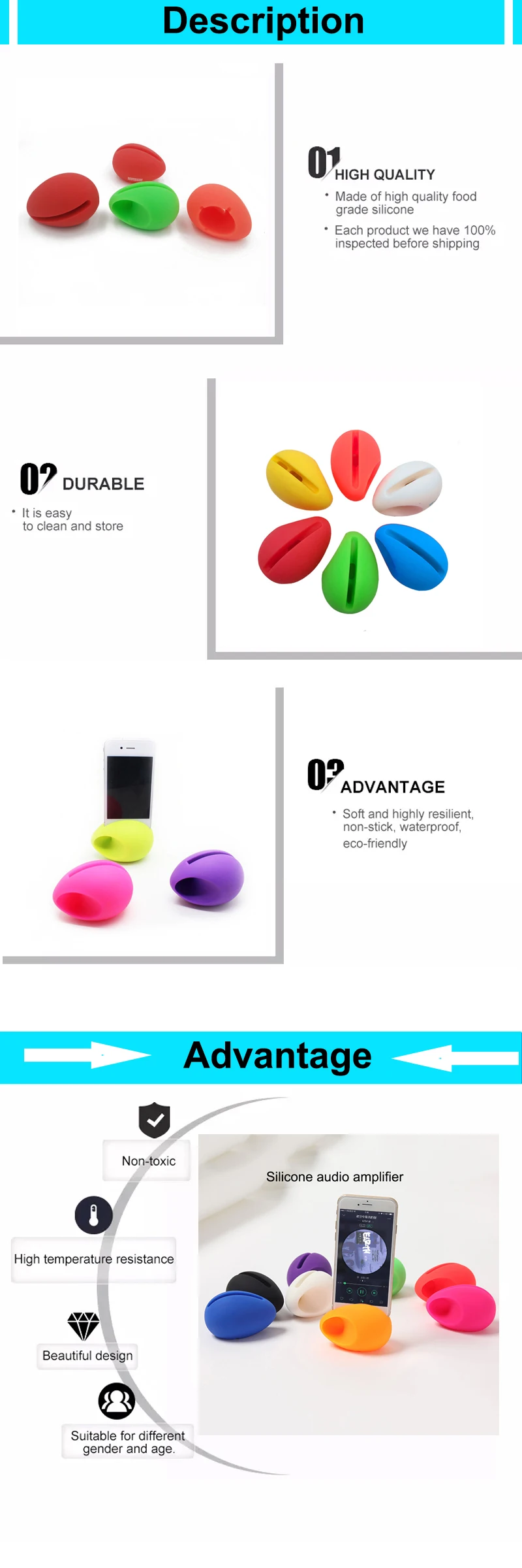 wholesale professional power amplifier egg holder silicone loudspeaker for phone - ANKUX.COM
