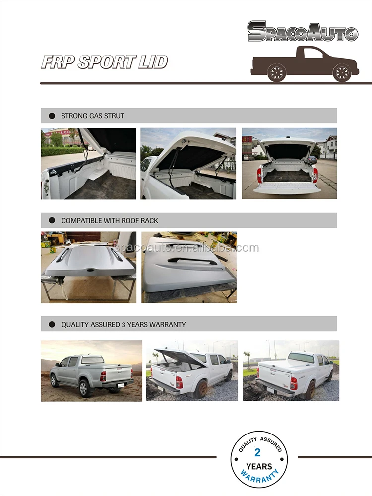 Fiberglass FRP Full Box Pickup Tonneau Cover For Toyota Hilux Revo