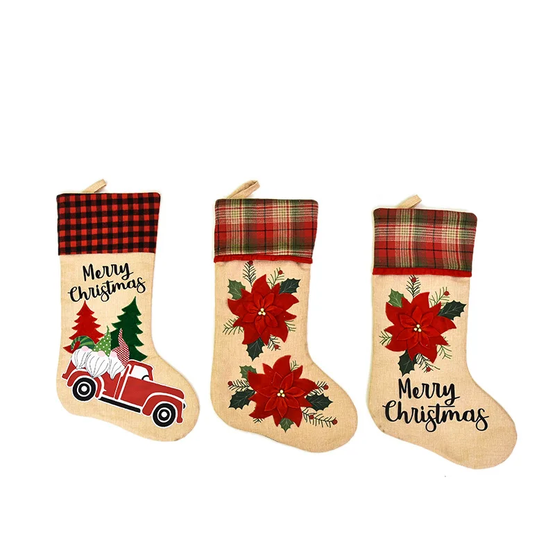 product name: jute christmas stocking material:   jute,plaid