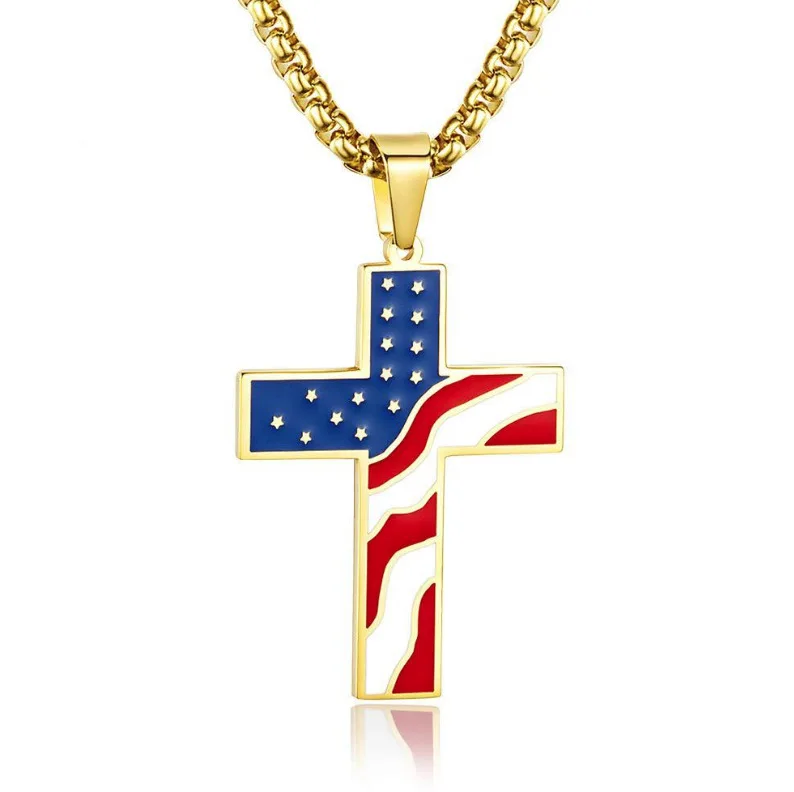 Men's Patriotic Religious Jewelry stainless steel Enamel American flag cross pendant necklace
Men's Patriotic Religious Jewelry stainless steel Enamel American flag cross pendant necklace