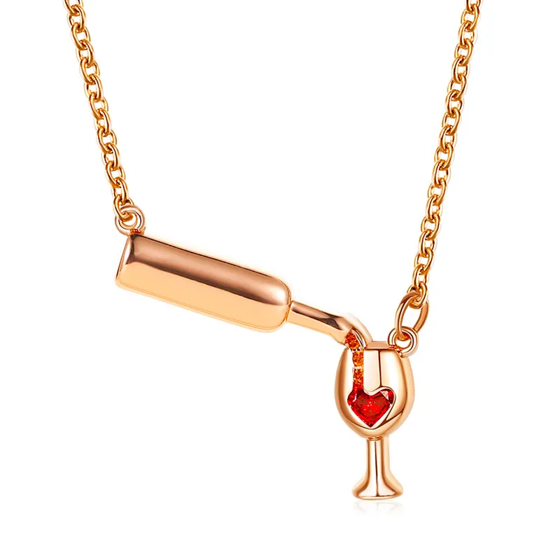 Hot Sale Creative Design Wine Bottle Necklace Romantic Red Glass Crystal Love Pendant Gold Necklace Chain, 3 colors
Hot Sale Creative Design Wine Bottle Necklace Romantic Red Glass Crystal Love Pendant Gold Necklace Chain, 3 colors