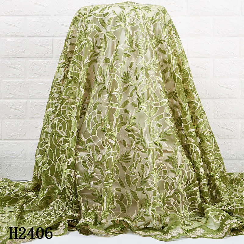 2406 Green African Embroidery Flower French Lace Fabric With Stones Nigerian Mesh Lace Fabric For Party Dress, Shown
2406 Green African Embroidery Flower French Lace Fabric With Stones Nigerian Mesh Lace Fabric For Party Dress, Shown