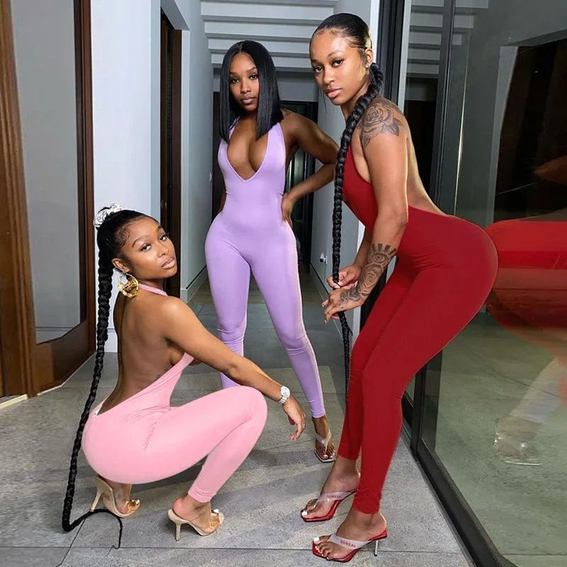 Women 2021 Fashion Autumn New solid color V Neck Backless jumpsuit Sexy Hip Women Costume sleeveless Jumpsuit, Customized color
Women 2021 Fashion Autumn New solid color V Neck Backless jumpsuit Sexy Hip Women Costume sleeveless Jumpsuit, Customized color