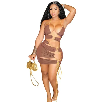Stock Hot sale spring sexy sling mesh see-through side hollow wholesale women dresses
Stock Hot sale spring sexy sling mesh see-through side hollow wholesale women dresses