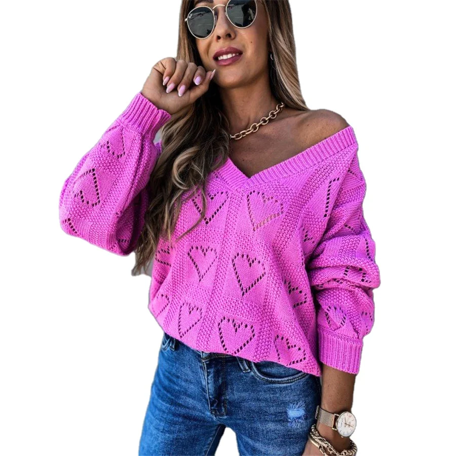 Hot sale Valentine's day pullover sweater romantic plus size sweaters V-neck heart-shaped hollow loose knit love pullover women, White&khaki&pink&rose red
Hot sale Valentine's day pullover sweater romantic plus size sweaters V-neck heart-shaped hollow loose knit love pullover women, White&khaki&pink&rose red