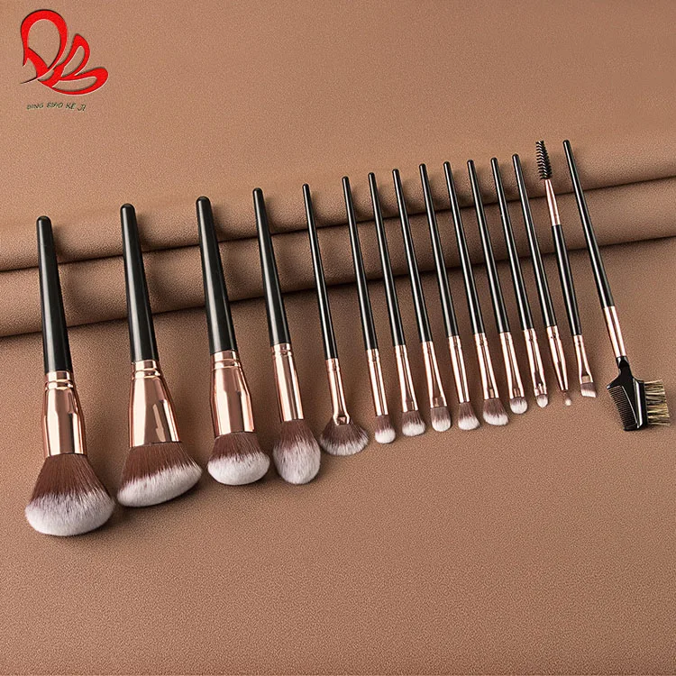 

High Quality 7pcs/10pcs/15 PCS Makeup Brushes Private Label Champagne Gold Eye Eyeshadow Foundation Double head makeup brush set, Red wine