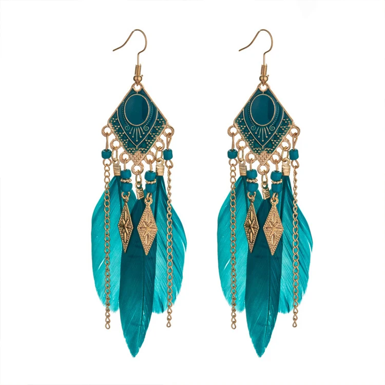 Wholesale Bohemian Feather Earrings Long Vintage Scallop Tassel Earrings Popular Jewelry, White, black, red, lake blue, hole blue, rose red
Wholesale Bohemian Feather Earrings Long Vintage Scallop Tassel Earrings Popular Jewelry, White, black, red, lake blue, hole blue, rose red