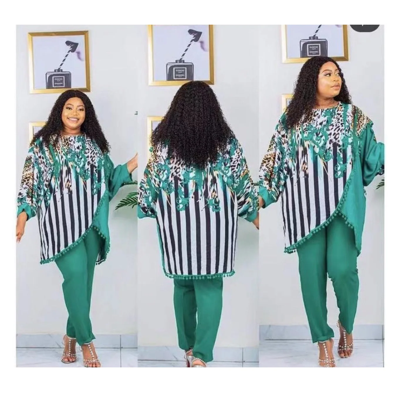 2021 African Women Trousers Set Turkey style fashion printed shirt and pants two piece set, As showed
2021 African Women Trousers Set Turkey style fashion printed shirt and pants two piece set, As showed