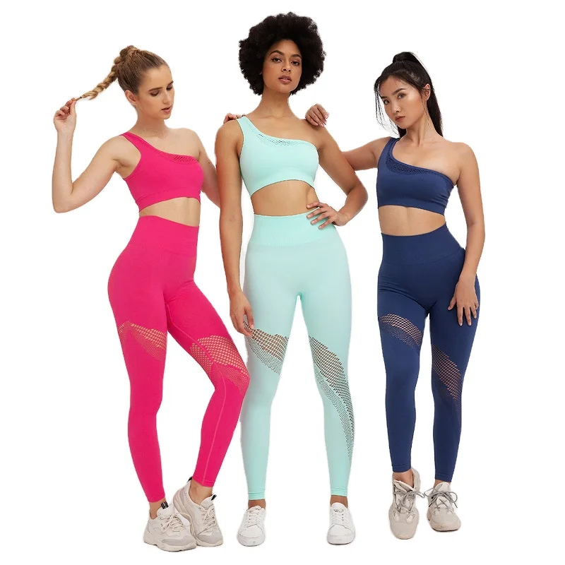wholesale gym wear mesh sports clothing oblique shoulder strap bra sexy leggings pants two pieces yoga set for women, 5 colors
wholesale gym wear mesh sports clothing oblique shoulder strap bra sexy leggings pants two pieces yoga set for women, 5 colors