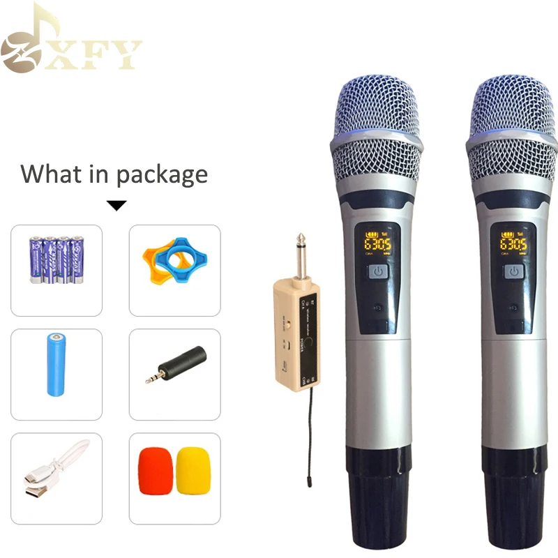 Microphone with usb receiver for stage with Display factory wholesale dual uhf wireless microphone, Silver or oem
Microphone with usb receiver for stage with Display factory wholesale dual uhf wireless microphone, Silver or oem