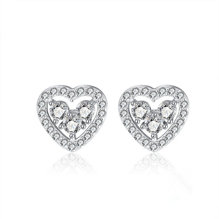 Fashion Wholesale Women Sterling Silver Cubic Zircon Custom Heart Stud Silver Earrings 925 Women Jewelry
Fashion Wholesale Women Sterling Silver Cubic Zircon Custom Heart Stud Silver Earrings 925 Women Jewelry