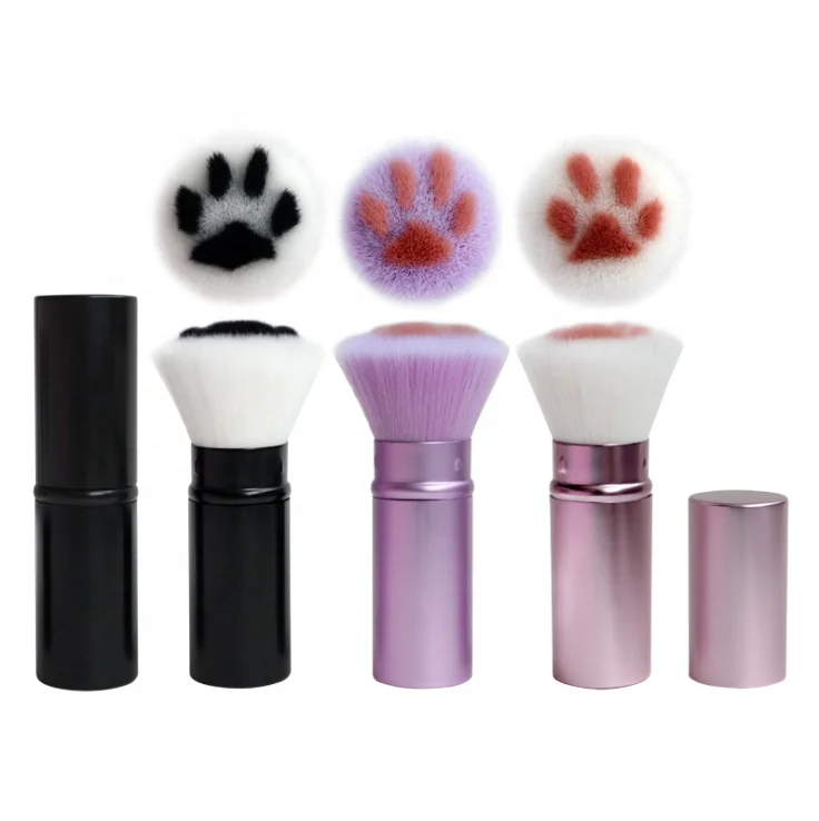 

Cat Paw Single Portable Retractable Makeup Brush Foundation Blush Loose Powder Brush Girly Pink Cosmetic Brush