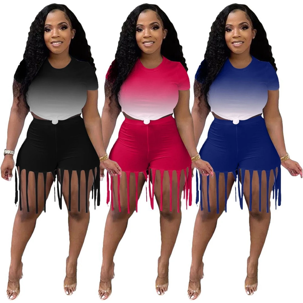 EB-20051509 2021 Women Cute Women gradual change Tassel Tracksuit 2 Piece Biker Short Set for Summer, 3 colors
EB-20051509 2021 Women Cute Women gradual change Tassel Tracksuit 2 Piece Biker Short Set for Summer, 3 colors