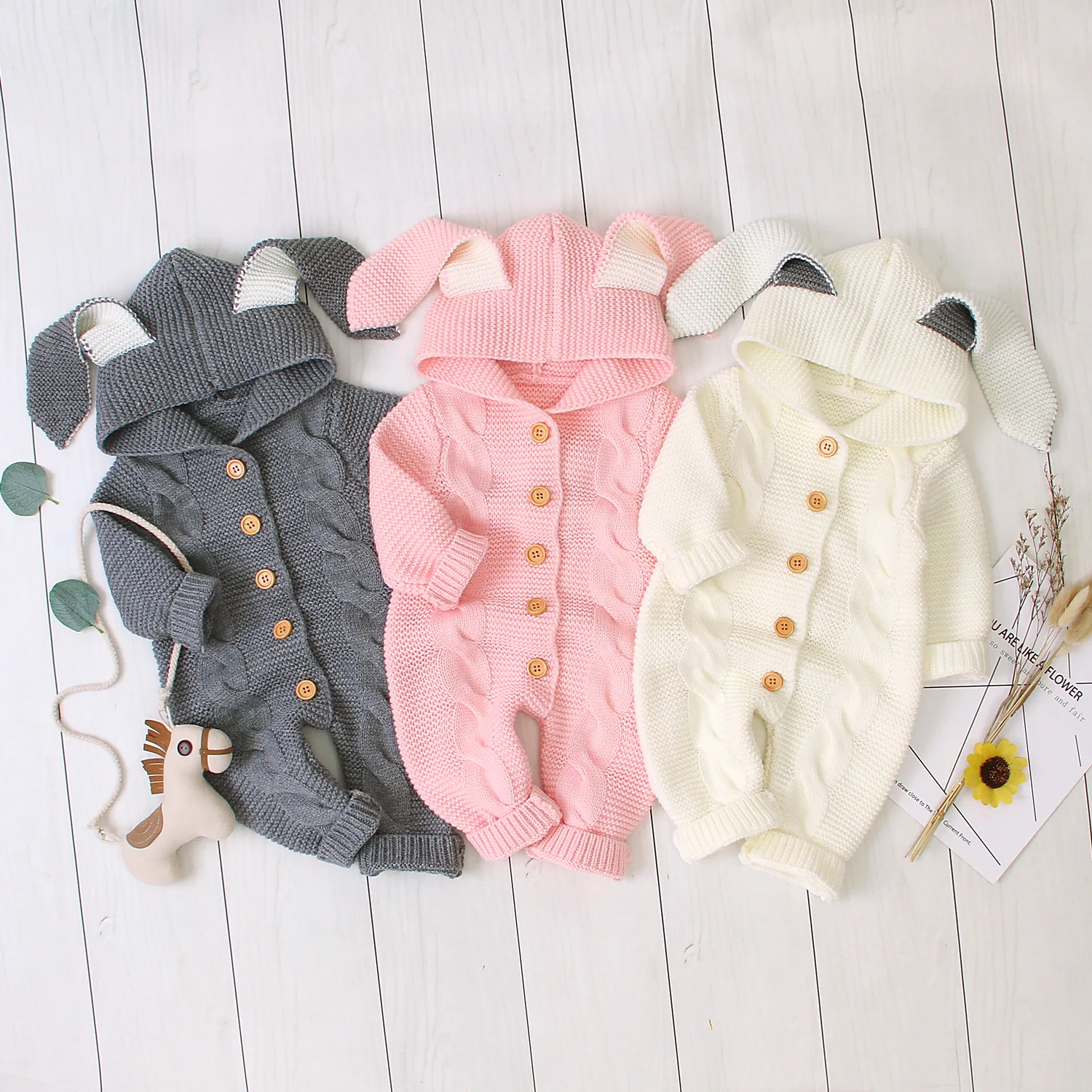 baby clothes children's stereoscopic rabbit ears hooded baby+rompers knit baby rompers
baby clothes children's stereoscopic rabbit ears hooded baby+rompers knit baby rompers