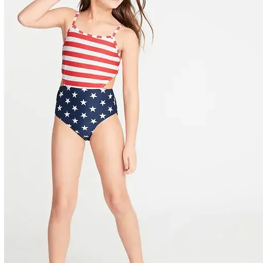 Wholesale Cute One Piece Little Girls Swimwear Kids Bathing Suit Swimming Wear American Flag Side-Cutout Girls Swimsuit, Shown or custom
Wholesale Cute One Piece Little Girls Swimwear Kids Bathing Suit Swimming Wear American Flag Side-Cutout Girls Swimsuit, Shown or custom
