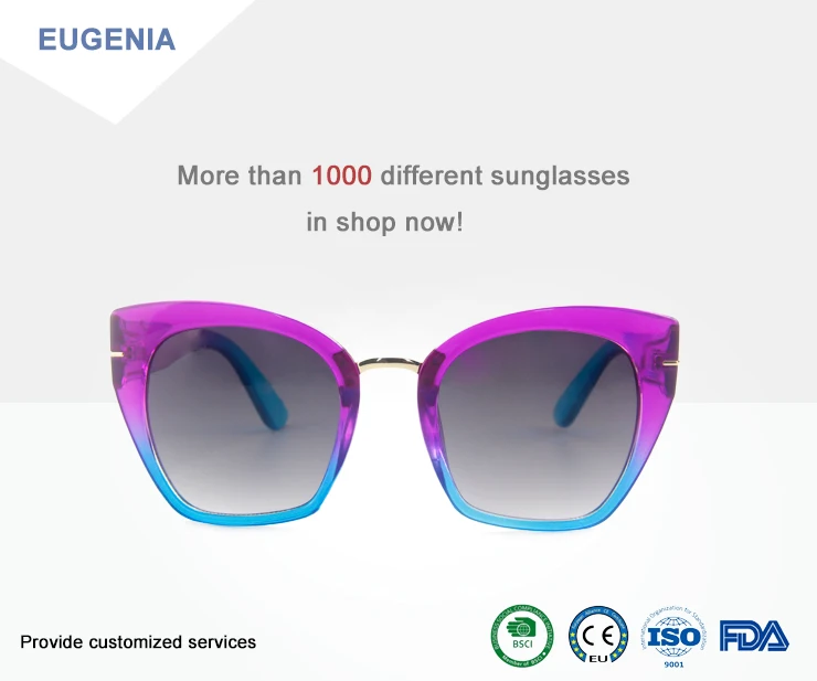 EUGENIA 2020 Custom High Quality Women Cat Eye Transparent Sunglasses