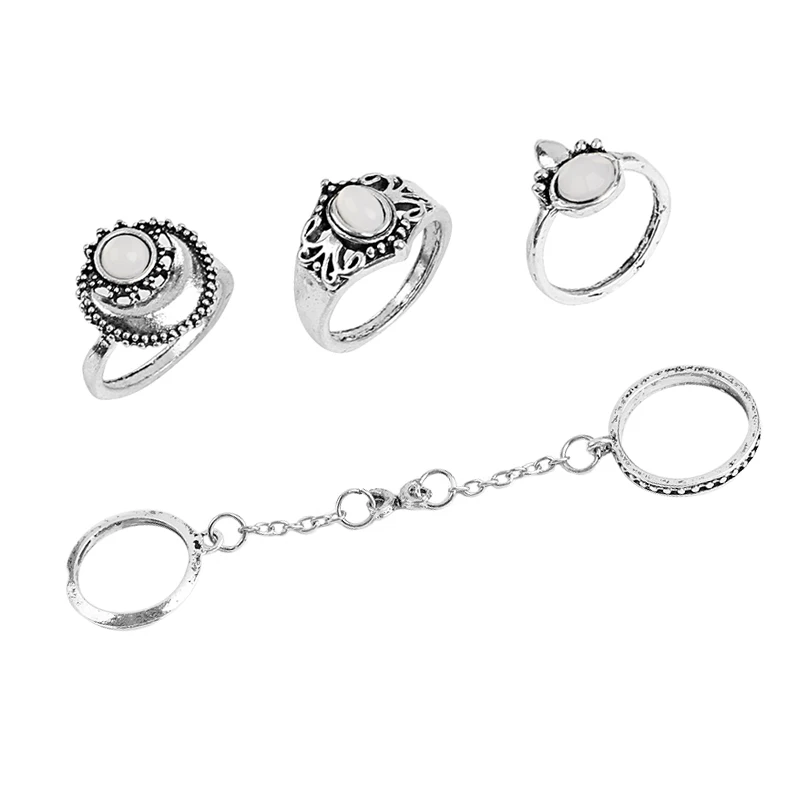 Crescent Moon O-Ring Mix Bohemian Style Retro White Stone Sun Bead Silver Ring Set for Woman Wedding Anniversary Gift
Crescent Moon O-Ring Mix Bohemian Style Retro White Stone Sun Bead Silver Ring Set for Woman Wedding Anniversary Gift