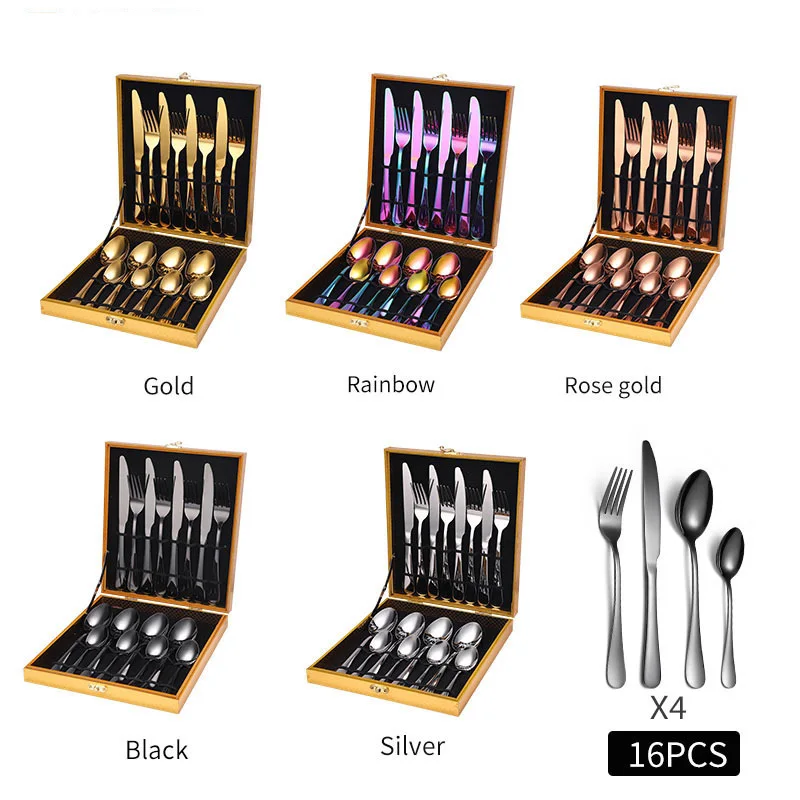 Luxury Reusable Spoon Fork Camping Portable Wedding Travel 16Pcs Stainless Steel Flatware Gold Cutlery Set With Wooden Case, Silver, gold, rose gold, color, black
Luxury Reusable Spoon Fork Camping Portable Wedding Travel 16Pcs Stainless Steel Flatware Gold Cutlery Set With Wooden Case, Silver, gold, rose gold, color, black