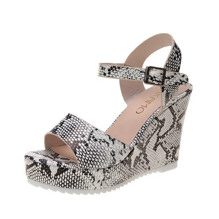 2021 Cheap High Heel Wedge Women Shoes Summer Fashion Wedges Thick Bottom Sandals Sexy Snake Print Ankle buckle Ladies Sandals, White,colorful 
2021 Cheap High Heel Wedge Women Shoes Summer Fashion Wedges Thick Bottom Sandals Sexy Snake Print Ankle buckle Ladies Sandals, White,colorful