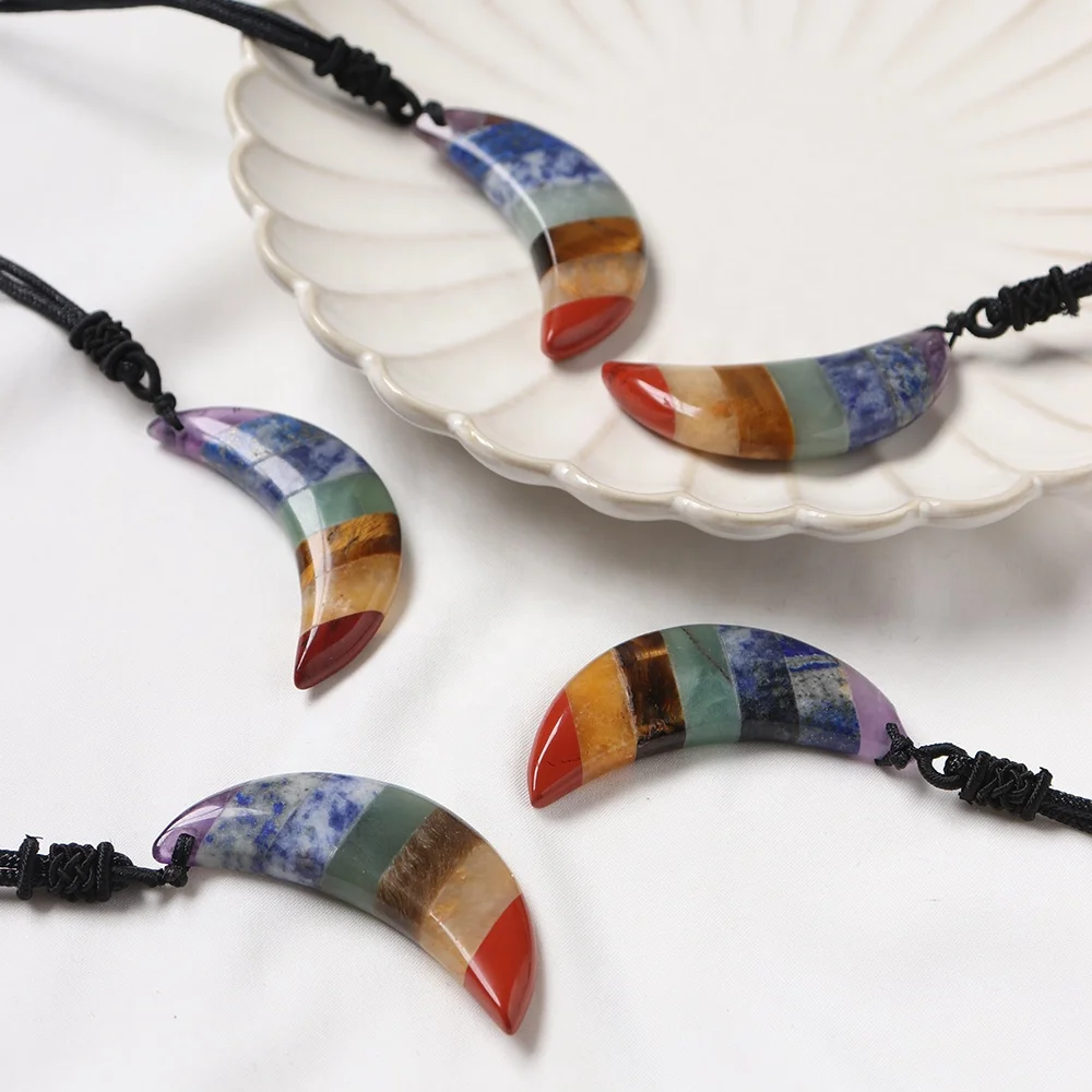 Natural 7 Chakra Crystal Gem Crescent chakras Moon Healing Stone Pendant Women's Necklace Jewelry
Natural 7 Chakra Crystal Gem Crescent chakras Moon Healing Stone Pendant Women's Necklace Jewelry