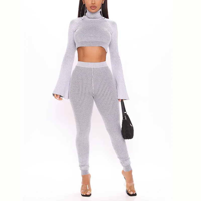 Sweater Two Pieces Set Women Turtleneck Long Flared Sleeves Knitwear Pullover Casual Winter Suit
Sweater Two Pieces Set Women Turtleneck Long Flared Sleeves Knitwear Pullover Casual Winter Suit