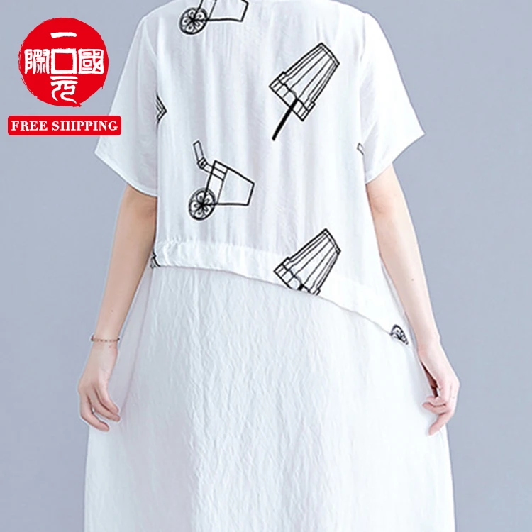 2021 summer new loose linen stitching embroidery dress large size thin A-line mid-length dress
2021 summer new loose linen stitching embroidery dress large size thin A-line mid-length dress