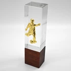Custom Blank 3D Laser Crystal Glass Block Cube Sport Cuboid Cup with Wooden Base Manufacturer