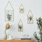 rustic metal Wall hanging double sides glass picture photo frame for living room