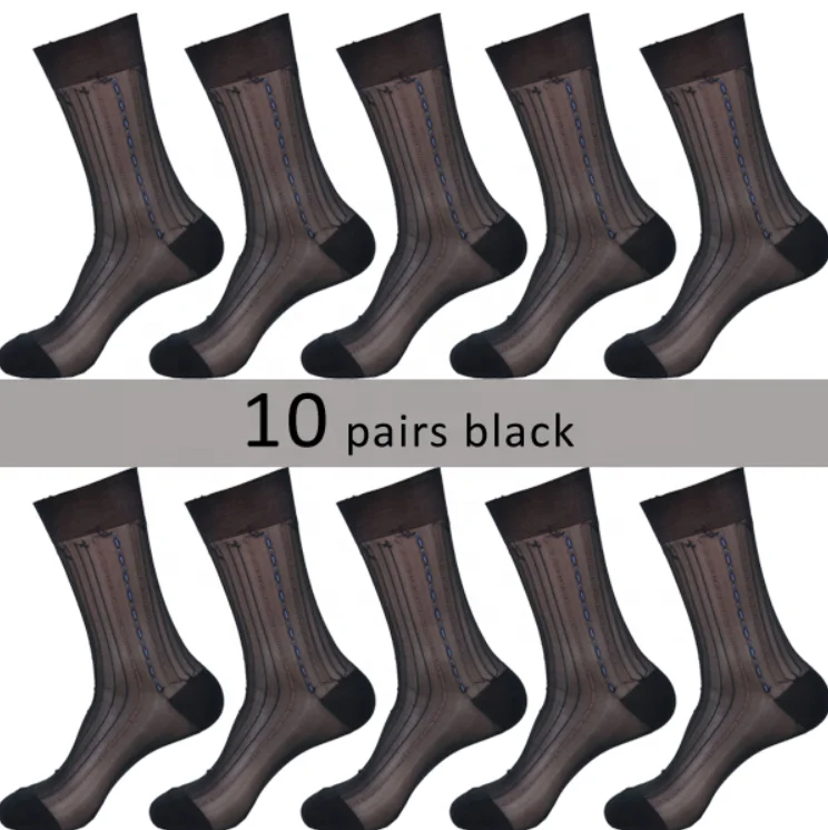 

Men Ultra Thin Dress Socks Silk Sheer Business Socks Soft Nylon Work Trouser Sox Mid Calf, Multi color