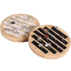 Wood Jewelry Display Stand With Microfiber Insert Earrings Rings Holder